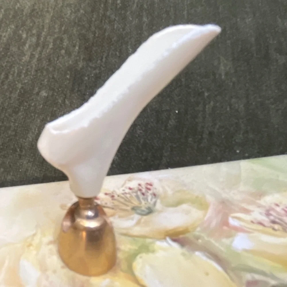 Hand Painted B.Mantegna H&R Johnson Tile Pen Stand Yellow Rose Shabby Chic
